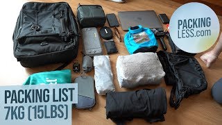 August 2019 Travelling Light 7kg/15lbs 30L Backpack Tour Packing List with Laptop, Camera and GoPro