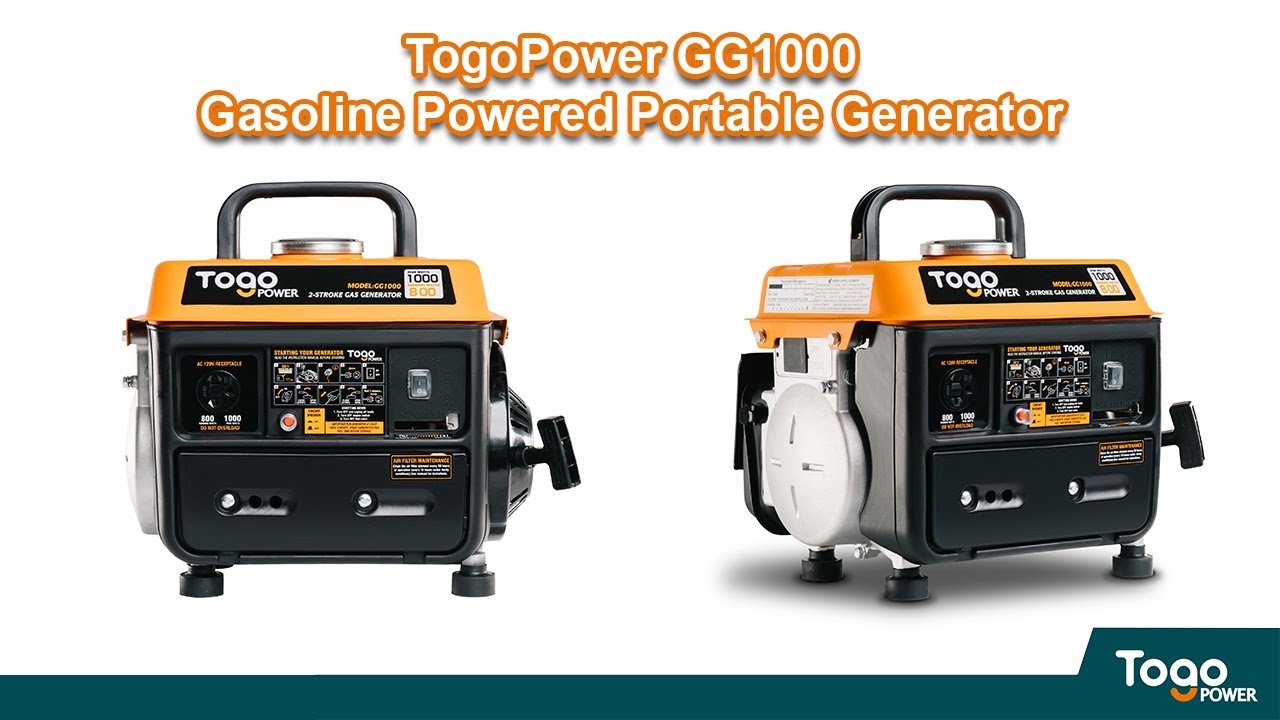 TogoPower GG1000 Gasoline Powered Portable Generator 800 Rated Watts