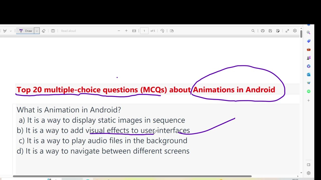 Top 20 Android Question and Answer MCQ on Animation