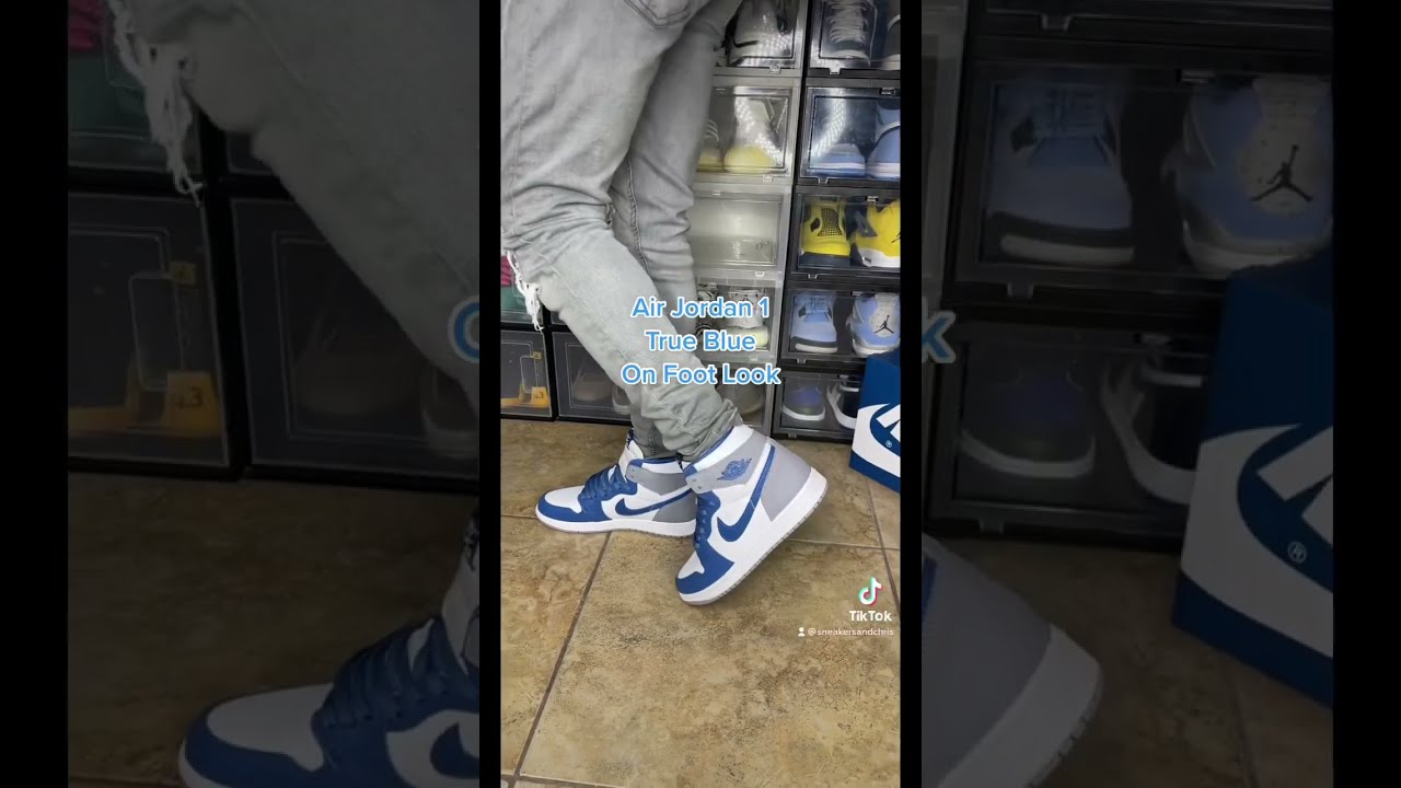 Air Jordan 1 True Blue On Foot Look