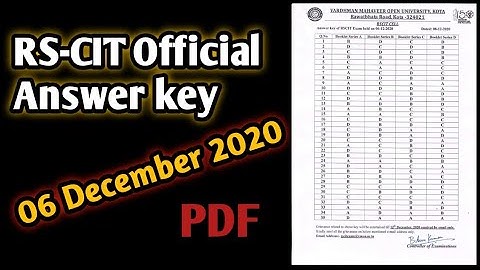 RSCIT official answer key 6 December 2020 Rscit answer key 6 dec 2020 #rscitanswerkey #brilliant