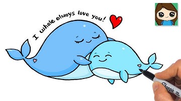 How to Draw Mom and Baby Whale 🐳 Mother
