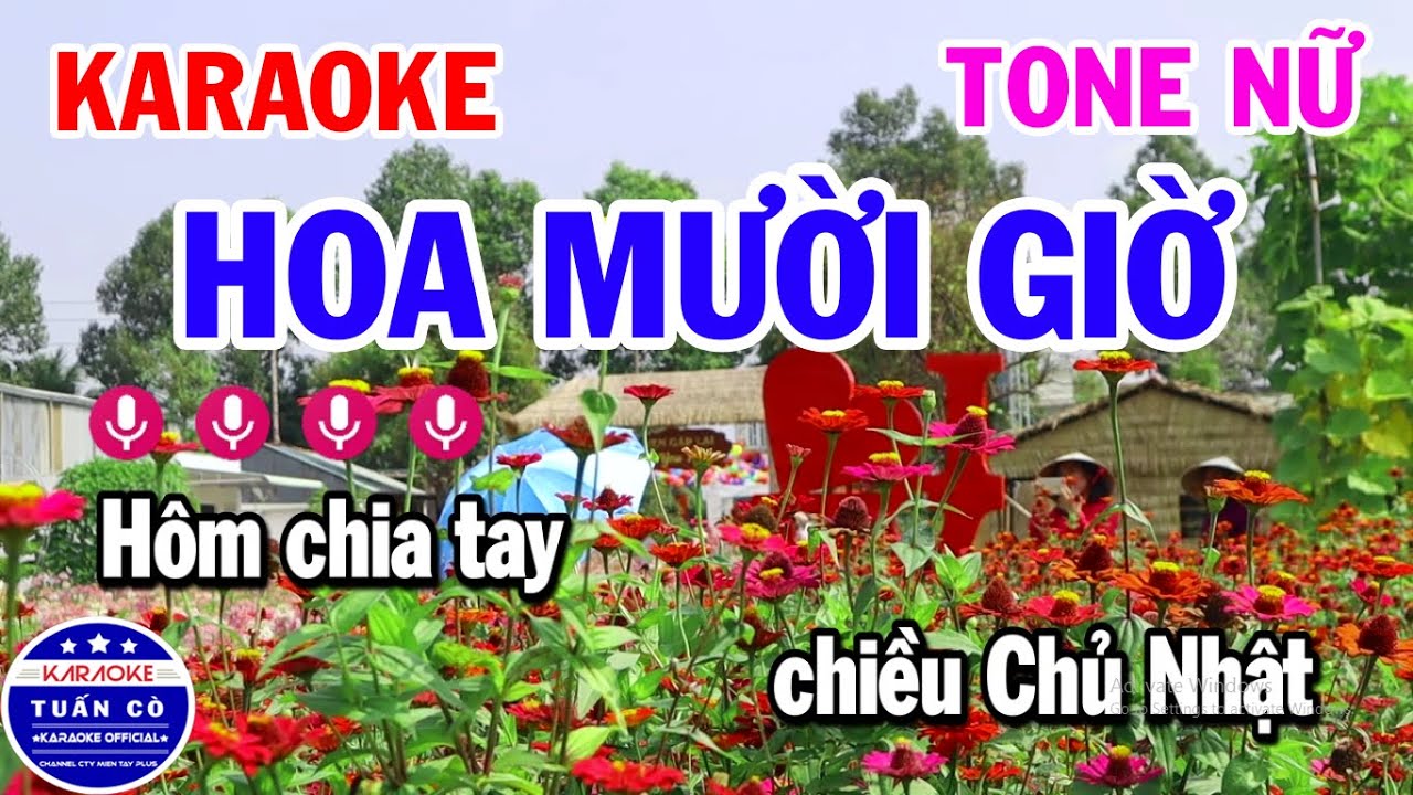 Karaoke Hoa Mười Giờ Tone Nữ A#m Nhạc Sống Rumba Dễ Hát