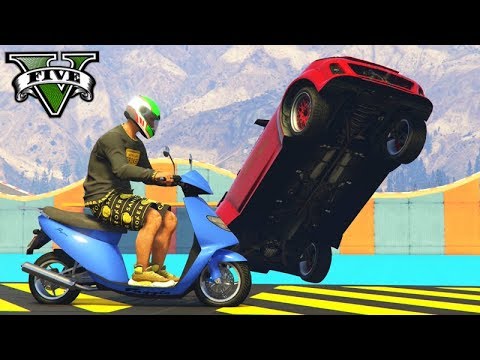 gta-v-online:-moto-vs-novo-mini-cooper---carro-empinou!!!