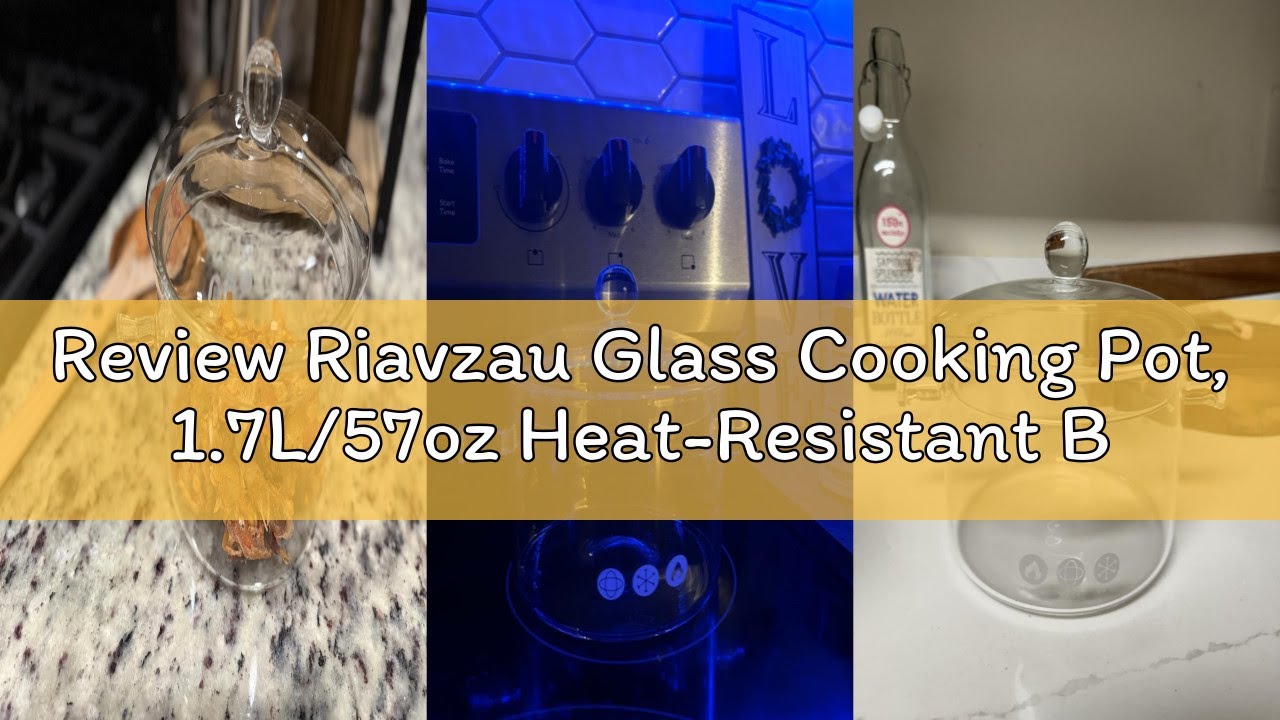 Review Riavzau Glass Cooking Pot, 1.7L/57oz Heat-Resistant Borosilicate Glass Saucepan with Cover, C