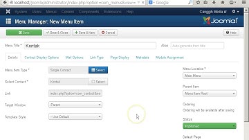 9  Membuat Menu Item Kontak pada cms joomla