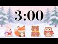 3 Minute Winter Classroom Timer ❄️ Cozy Lofi Study Music, Cute Animals Reading, Hot Cocoa, & Snow