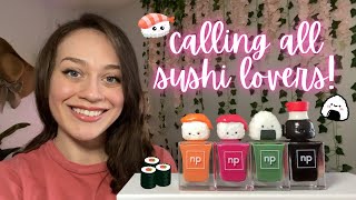 SUSHI Themed Polish?!  Nailpollies Rice to Meet You Collection | Swatches, Comparisons + Review!