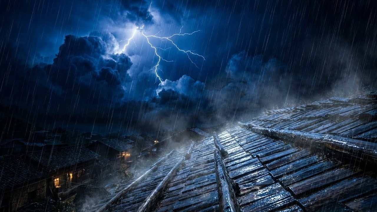 Dark Night Heavy Rainstorm Ambience 🌧️🌙 Sleep Fast, Calm Mind & Anxiety Relief  Rain Eyes