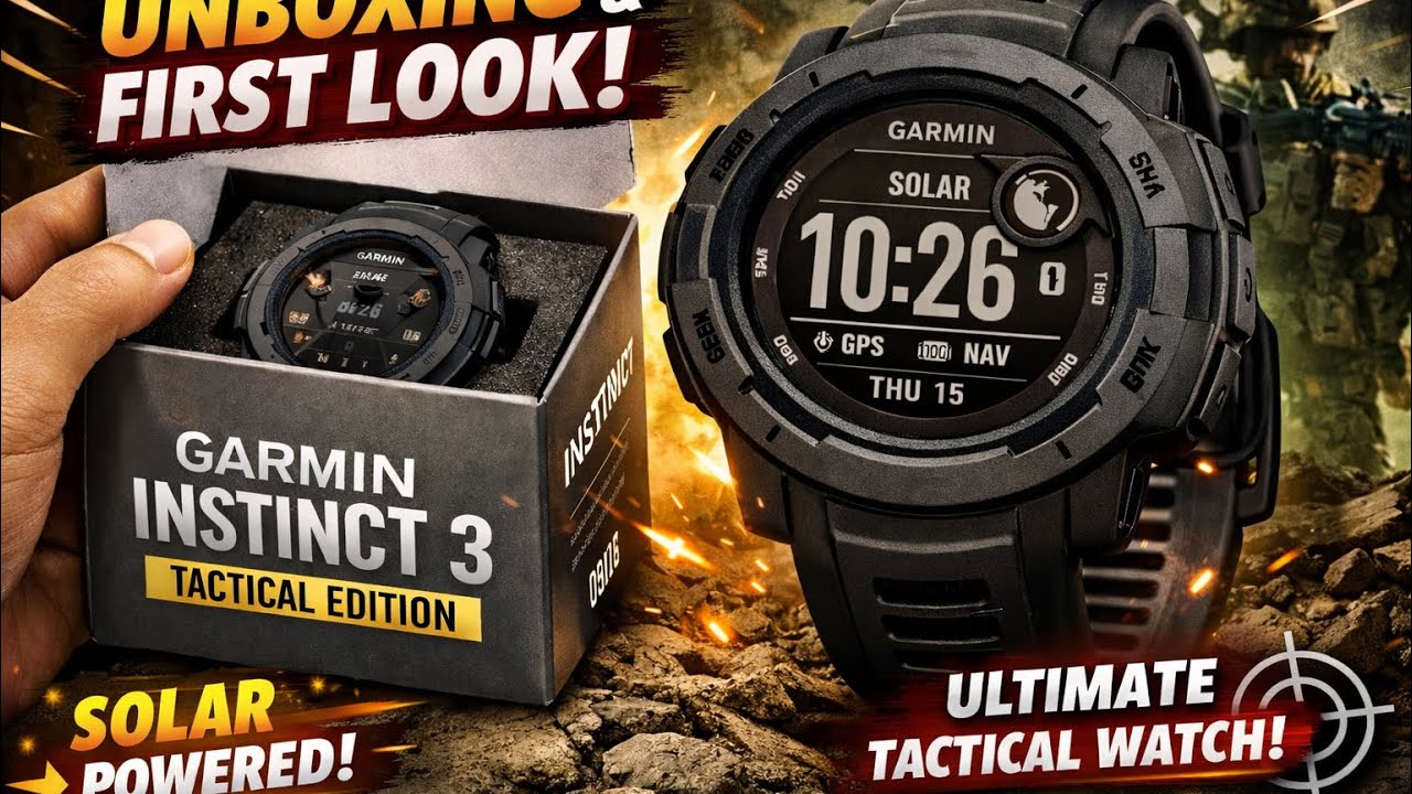 Garmin Instinct® 3 Tactical Edition ⚡⌚️Solar powered rugged smartwatch – UNBOXING & first look 🔥✨