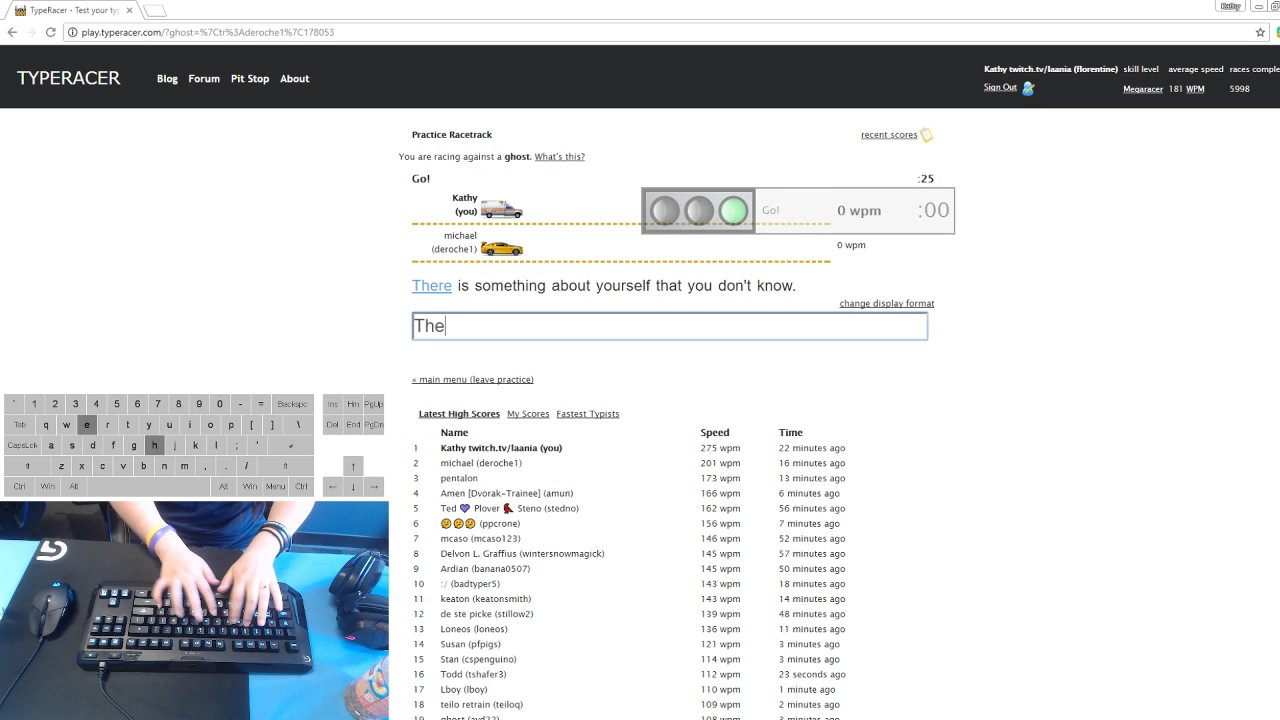 typeracer liveplay (194 wpm, 187 wpm, 207 wpm) 