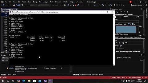 Restaurant Management System Application Using C++