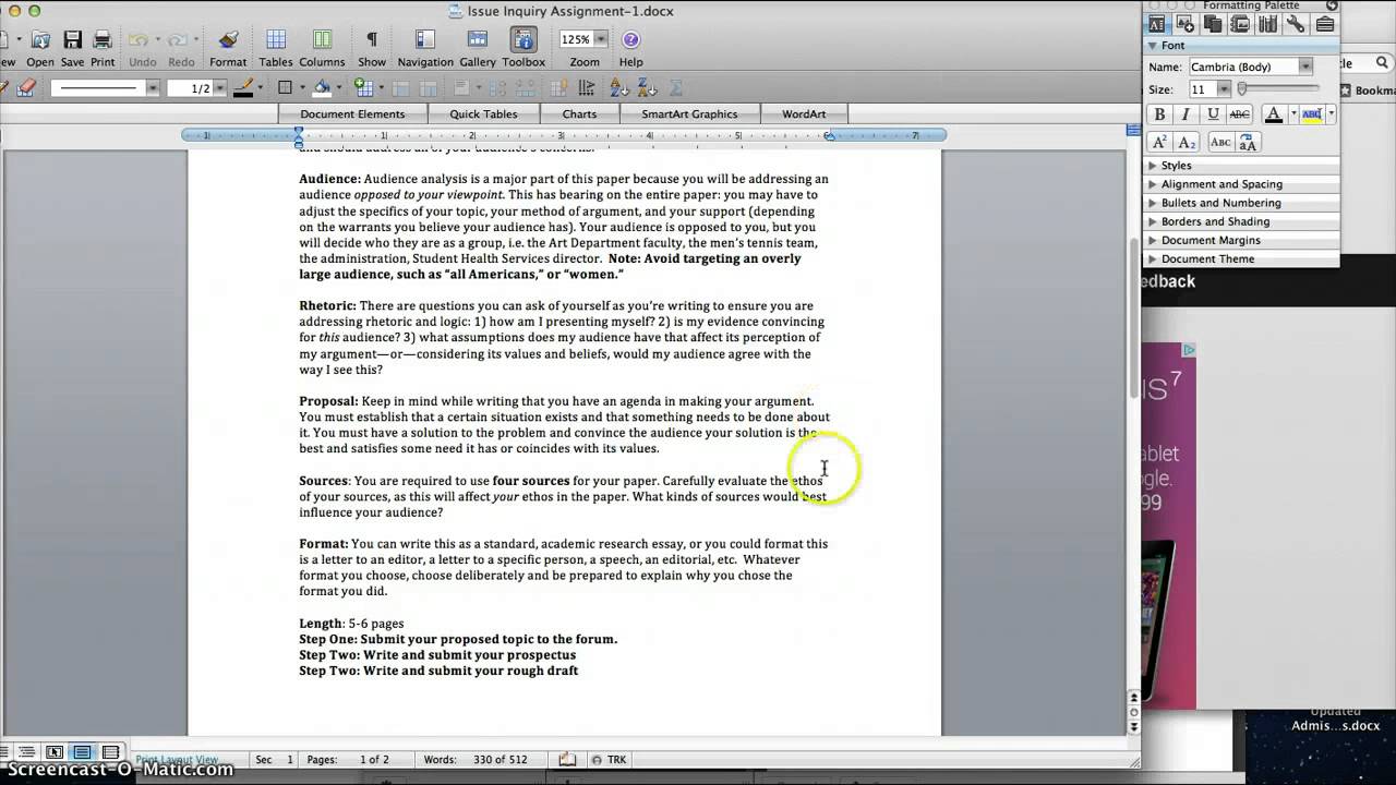 ENG 111 Guided Instructions for Issue Inquiry - YouTube
