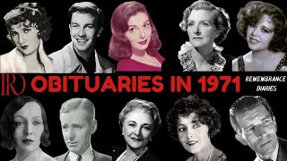 Obituaries in 1971-Famous Celebrities/personalities we've Lost in 1971-EP 1-Remembrance Diaries