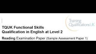 TQUK English Reading L2 Sample Paper 1