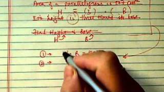 *Word Problem with Area: the area of a parallelogram is 507 cm^2 and ....