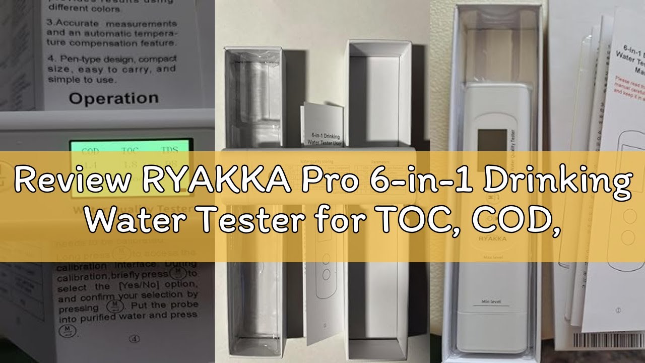 RYAKKA 6-in-1 drinkwatertester met intelligente waardering, TOC, COD, TDS, UV275, EC en temperatuur, detecteert bacteriën en pesticidenresten, perfect voor waterfilter, outdoor en camping