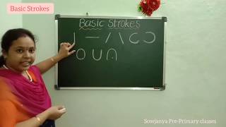 Basic Strokes Lesson 1 | English Concept for Pre  Primary Kids | Sowjanya Pre  Primary Classes