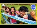 NOODLE CHALLENGE WITH DIY JAPANESE BAMBOO NOODLE SLIDE