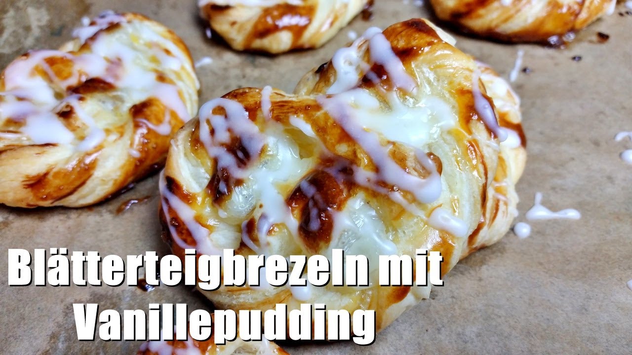 Rezept: Blätterteigbrezeln mit Vanillepudding / Jackys schnelle Küche / Köstliche Puddingbrezel