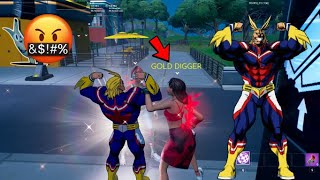 Catching Gold Diggers in Fortnite With *NEW* All-Might Skin