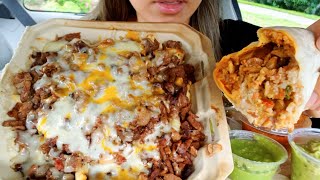 ASMR EATING CAR MUKBANG CHEESY CARNE ASADA FRIES BURRITO CRISPY TACO REAL SOUNDS 먹방 TWILIGHT SHOW