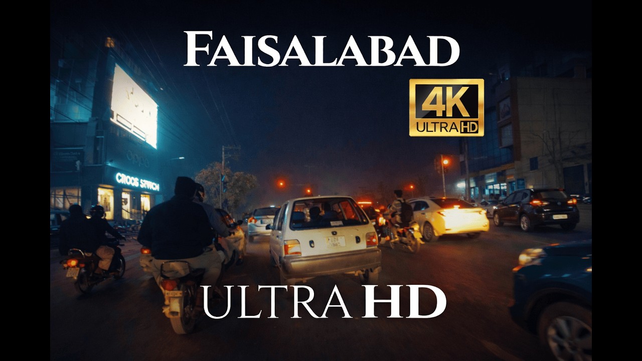 Faisalabad | Street Bike Ride | Pakistan | Night 4K | City Traffic & Clock Tower