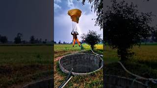 ⚡ Storm Disaster — Parachute Man Falls Into Deep Well | Cinematic Rain Accident 🌧️#vfxshorts #viral