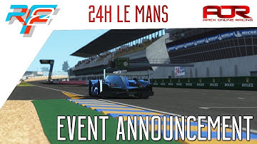 24h le Mans - rFactor 2 AOR Event - Practise session in LMP2 car - Race Stints