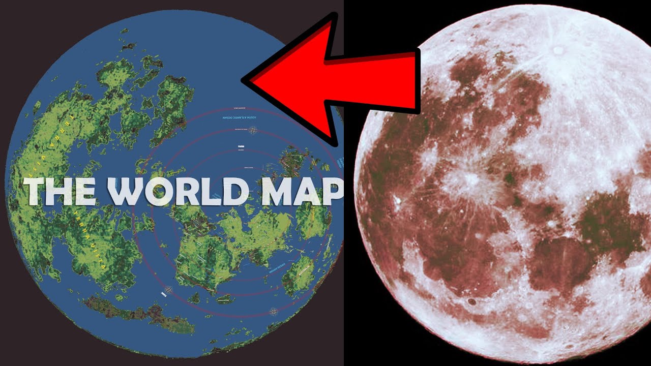 The real World Map with Forbidden Continents? Moon is Reflection of 