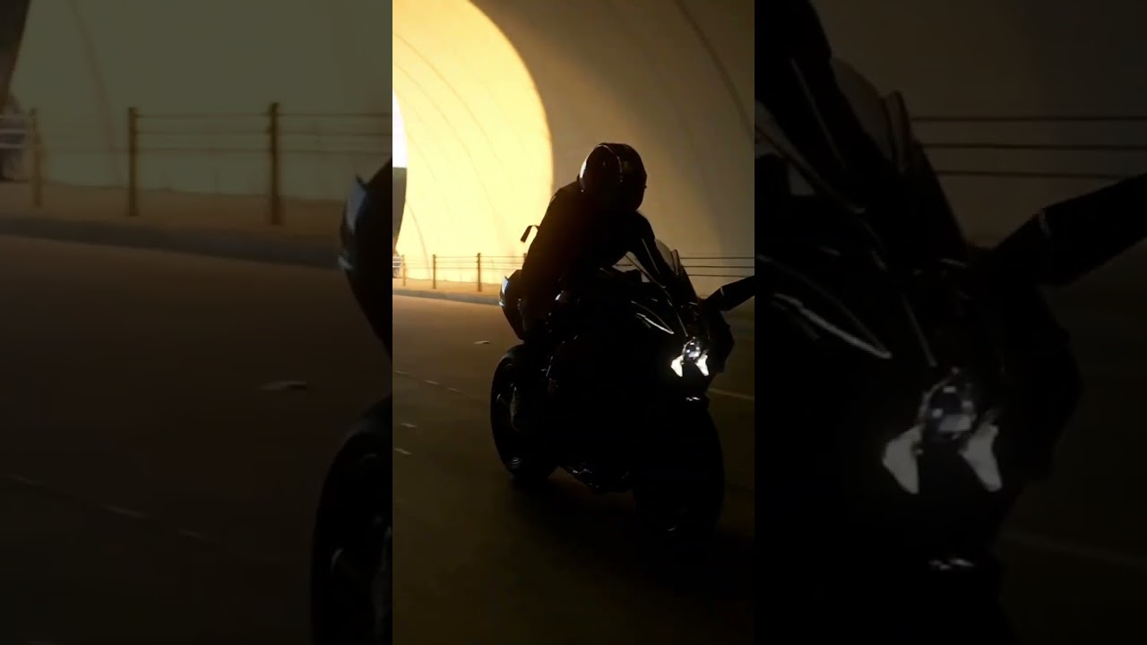 Ninja H2 Rider wheelies through memorial tunnels 