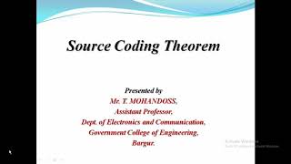 Source Coding Theorem by T. MOHANDOSS