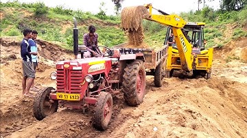 Jcb 3dx Eco Xcellence Machine Loading Mud In Powertrack And Mahindra Tractor | Jcb Video | Jcp Video