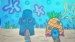 Menggambar Dan Mewarnai Rumah Spongebob Dan Squidward Draw And Color Spongebob And Squidward House