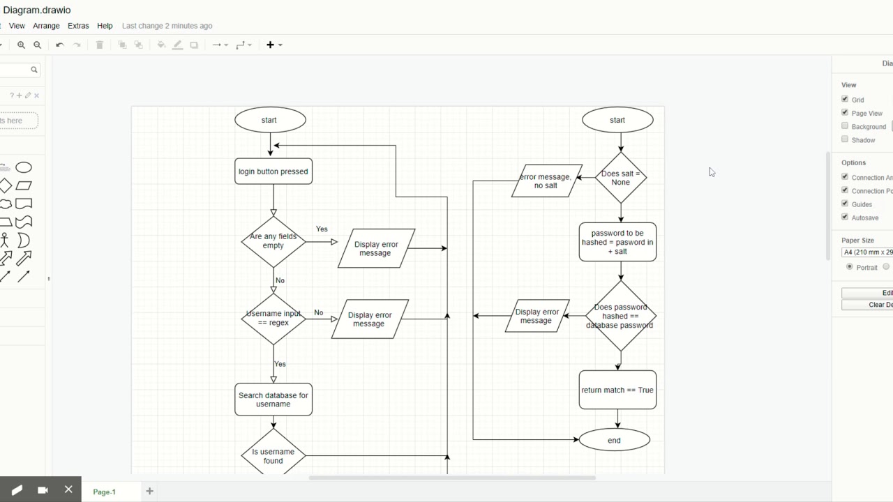 Creating flow charts for A Level Programming Projects - YouTube