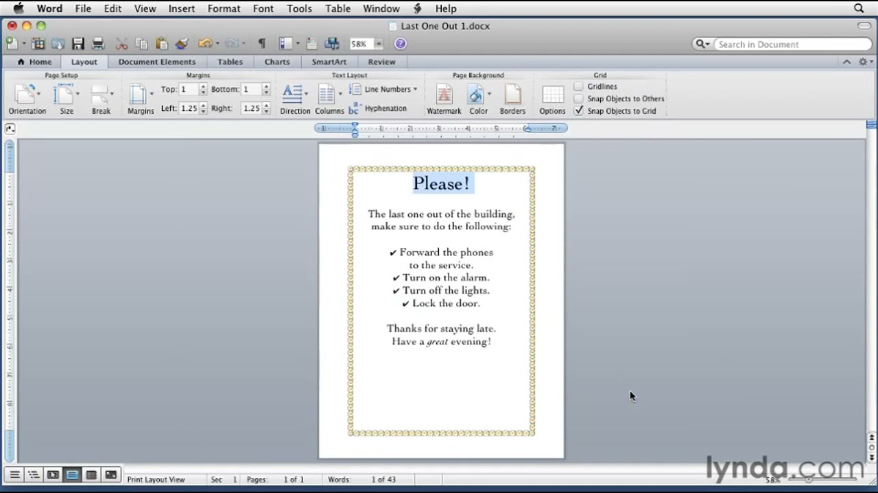 microsoft word for mac bornders