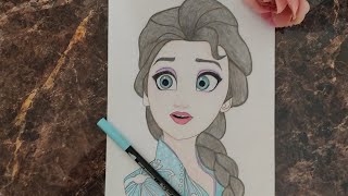 Princess Elsa Drawing 💖 How to draw Disney Princess Elsa easy and cute// step by step