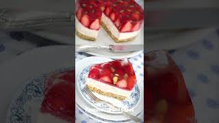 #RECETA para San Valentín 🍓 CHEESECAKE con FRESAS y GELATINA 🍓😋 #shorts