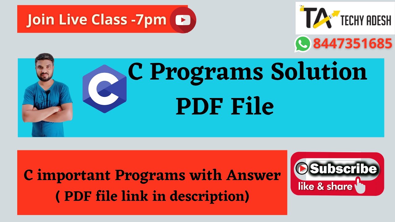 C important programs with Solution in PDF File (Logic Explained in ...