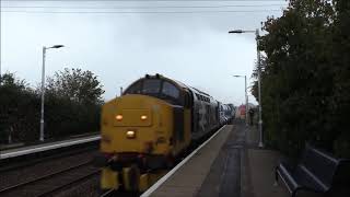 BR Large Logos Class 37403 'Isle of Mull' & 37424 with a RHTT set passes Salhouse