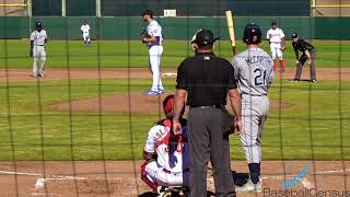 Tampa bay rays outfielder joe mccarthy bats during an october 19, 2018
arizona fall league minor baseball game for the peoria javelinas on
road in...