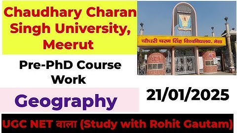 Pre-PhD Course work Classes II CCSU, MEERUT II PhD Admission II Chaudhary Charan Singh University II
