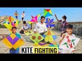 Kite cutting  kite fighting basant big kites flying uttrayan kite flying vlog best manjha 2021