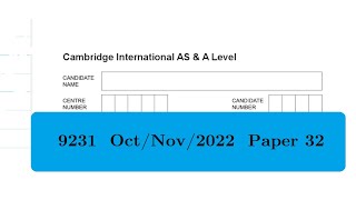 9231 October November 2022 Paper 32 Worked Solutions |9231 Further Maths Further Mechanics CAIE 9231