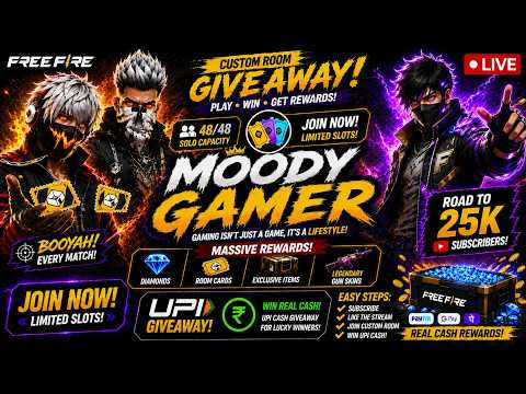 Day 11 of Free Fire Live Custom Giveaways | Custom Room Fun + Squad Teamcode Gameplay Live