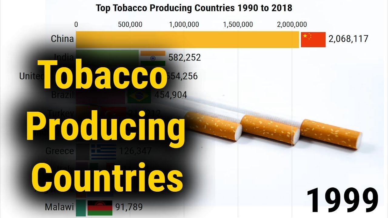 Top 10 Tobacco Producing Countries in the World 19612018 USA China