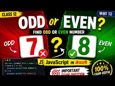 FInd Even or Odd Numbers in JavaScript in Nepali | Class 12 Computer Science | NEB class 12 Computer