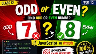 FInd Even or Odd Numbers in JavaScript in Nepali | Class 12 Computer Science | NEB class 12 Computer