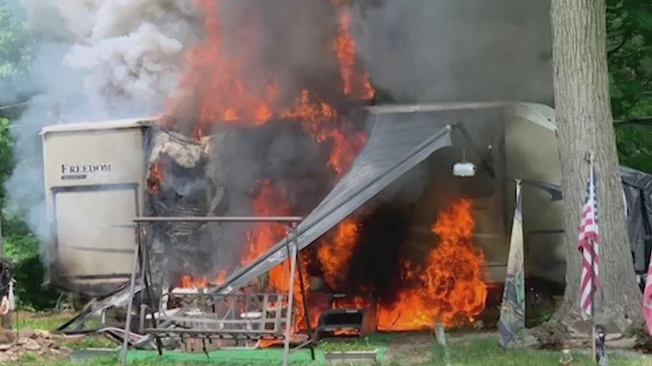 Camper destroyed by fire in LeRoy