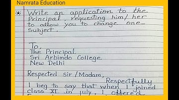 Application to Principal for subject change in English/How to write application for changing subject